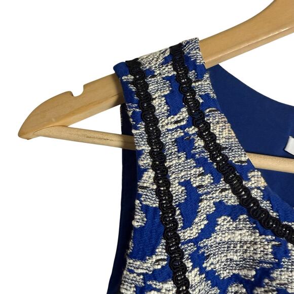 Diane von Furstenberg Margot Flounce Fit Flare Blue Diamond Jacquard Dress 12 - Picture 8 of 16